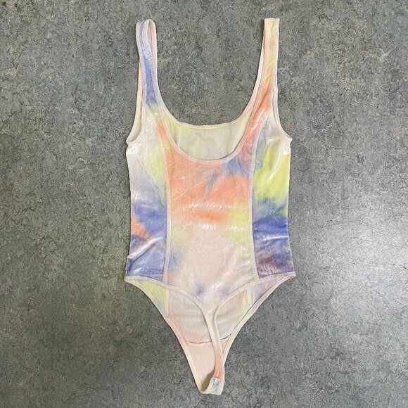 Aritzia Wilfred Free Velvet Pastel Rainbow Thong Bodysuit | Size XS - Picture 2 of 5